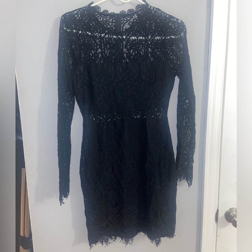 Lulu's Black Long Sleeve Lace Dress